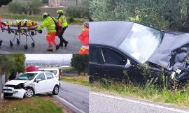 Treia, schianto tra due auto: grave un uomo, soccorso in eliambulanza (FOTO e VIDEO)