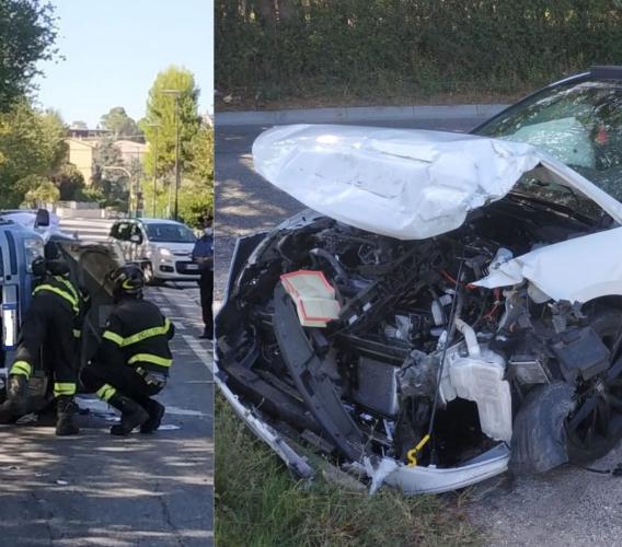 Morrovalle, violento scontro tra due auto, una si ribalta: 70enne in gravi condizioni a Torrette (FOTO)