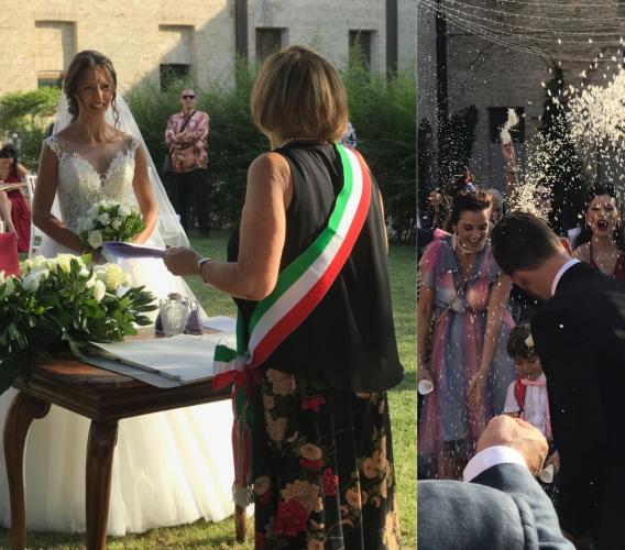 Montefano, fiori d'arancio per Elisa e Matteo nella splendida location di Palazzo Carradori